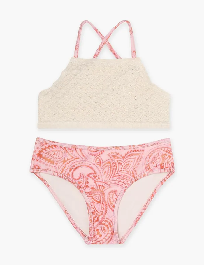 Kids Swimwear Zimmermann Ottie Crochet Bikini Pink Paisley
