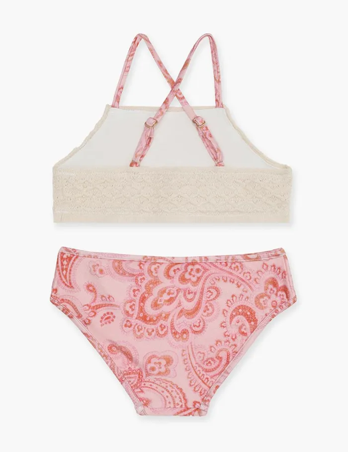 Kids Swimwear Zimmermann Ottie Crochet Bikini Pink Paisley