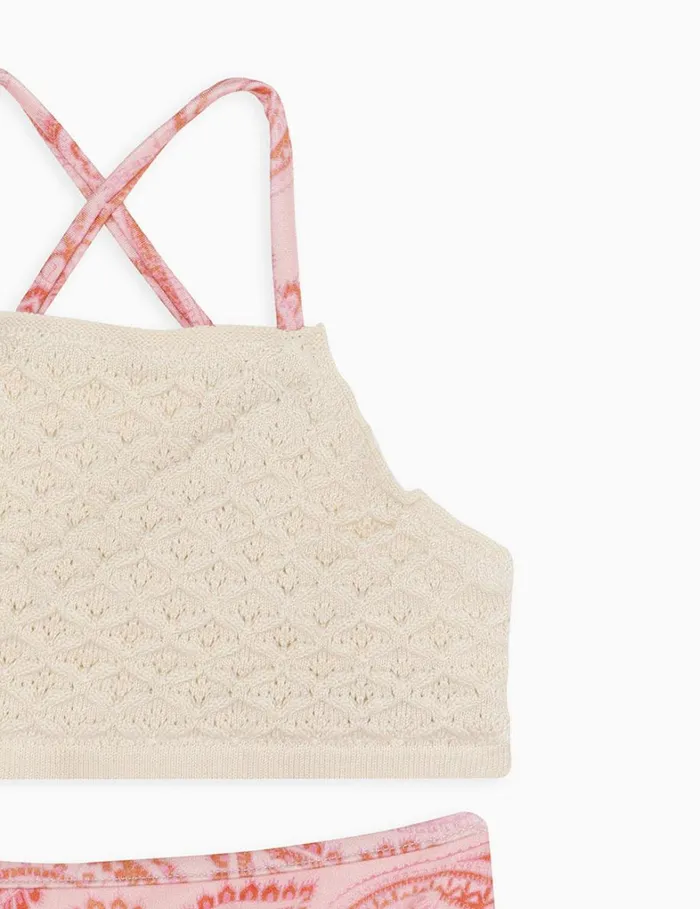 Kids Swimwear Zimmermann Ottie Crochet Bikini Pink Paisley