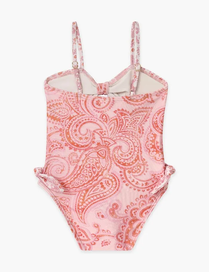 Kids Swimwear Zimmermann Ottie Tie Front 1PC Pink Paisley