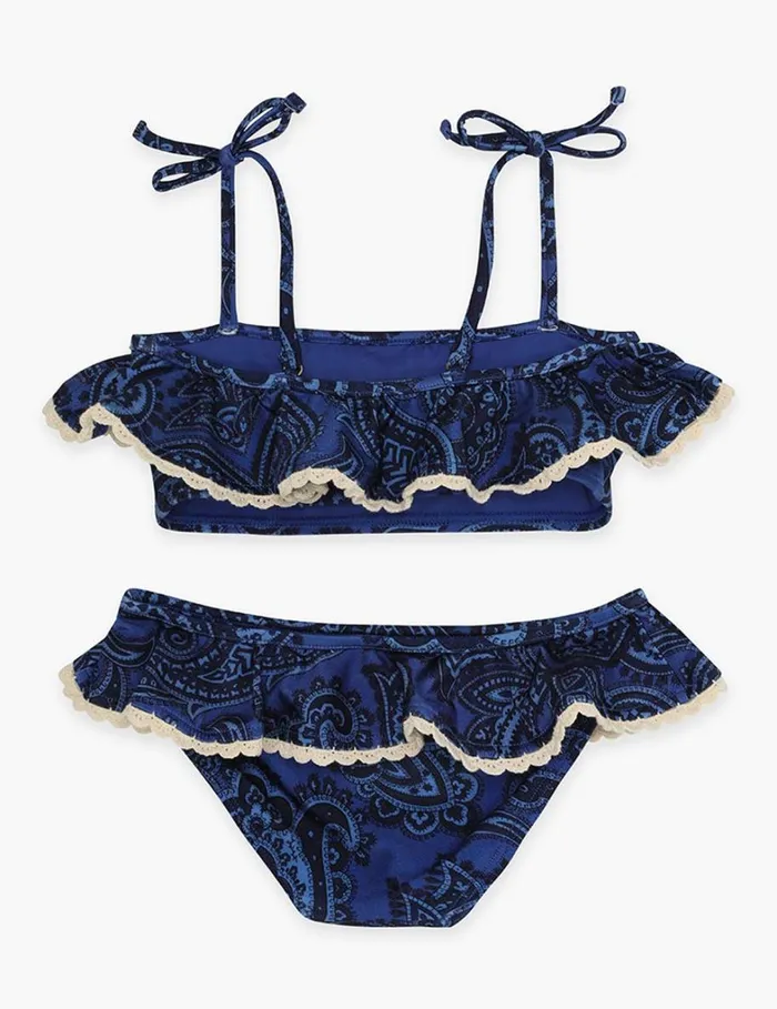 Kids Swimwear Zimmermann Ottie Trim Frill Bikini Blue Paisley