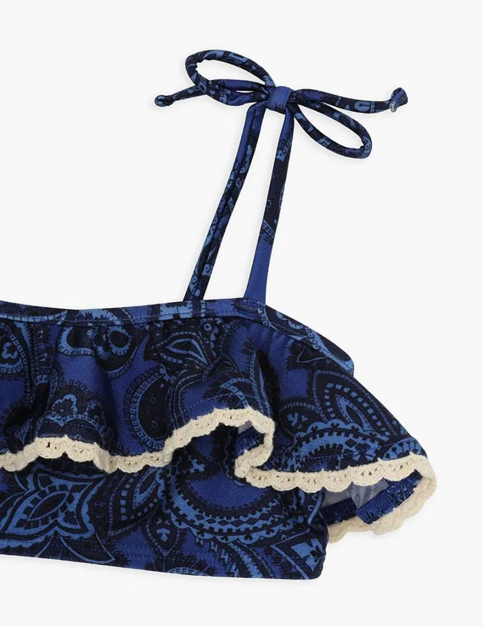 Kids Swimwear Zimmermann Ottie Trim Frill Bikini Blue Paisley