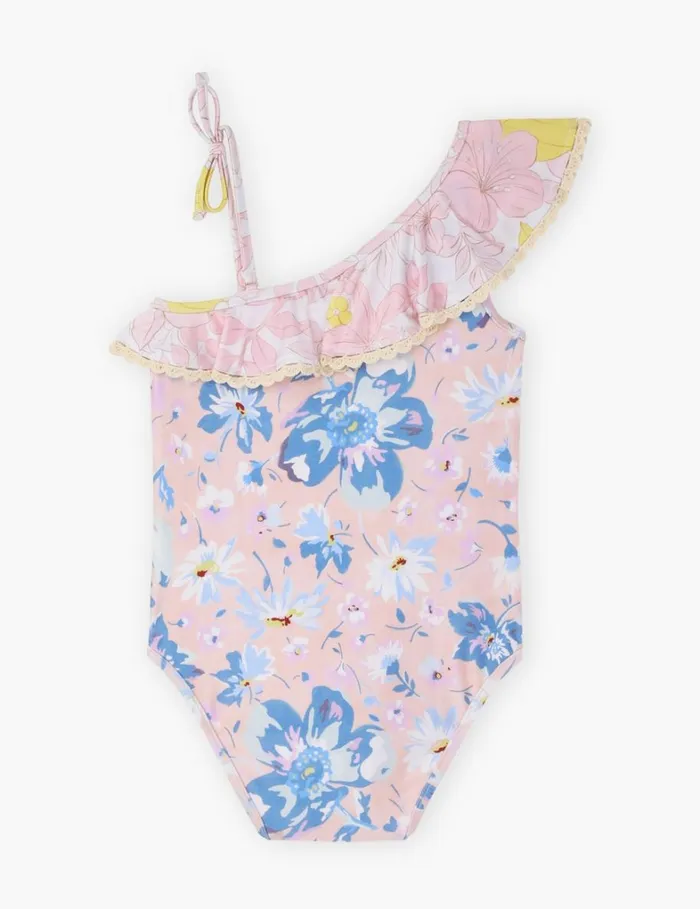 Kids Swimwear Zimmermann Pop Trim Frill 1PC Pinkblue Floral