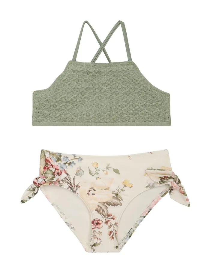 Kids Swimwear Zimmermann Waverly Knit Bandeau Bikini Cream Floral