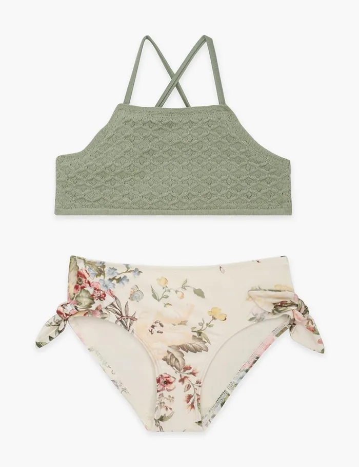 Kids Swimwear Zimmermann Waverly Knit Bandeau Bikini Cream Floral