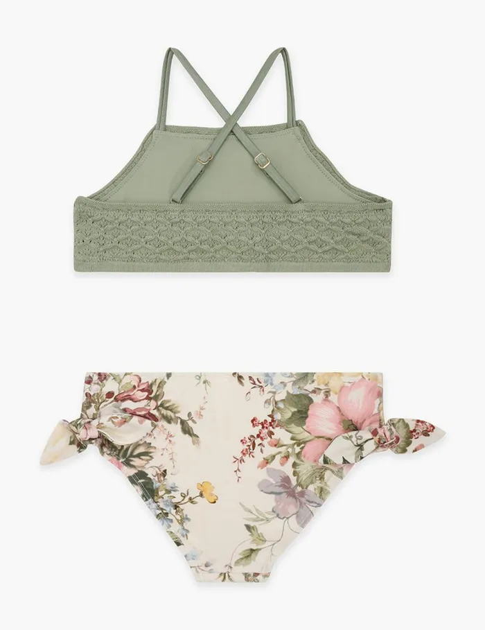 Kids Swimwear Zimmermann Waverly Knit Bandeau Bikini Cream Floral