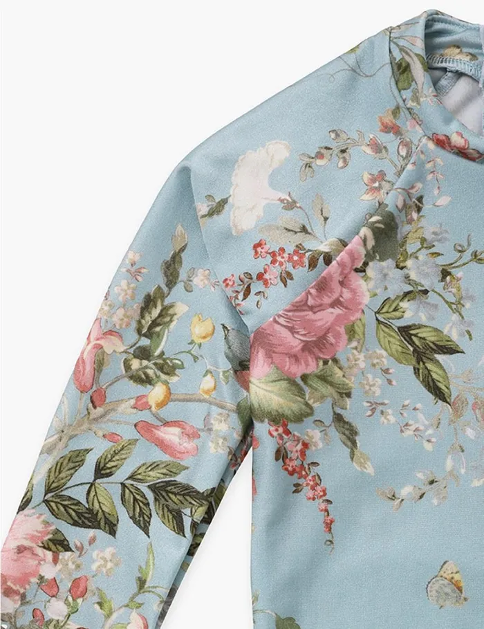 Kids Swimwear Zimmermann Waverly Long Sleeve 1PC Light Blue Floral