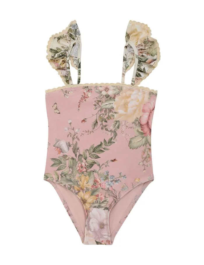 Kids Swimwear Zimmermann Waverly Trim Bandeau 1PC Pink Floral
