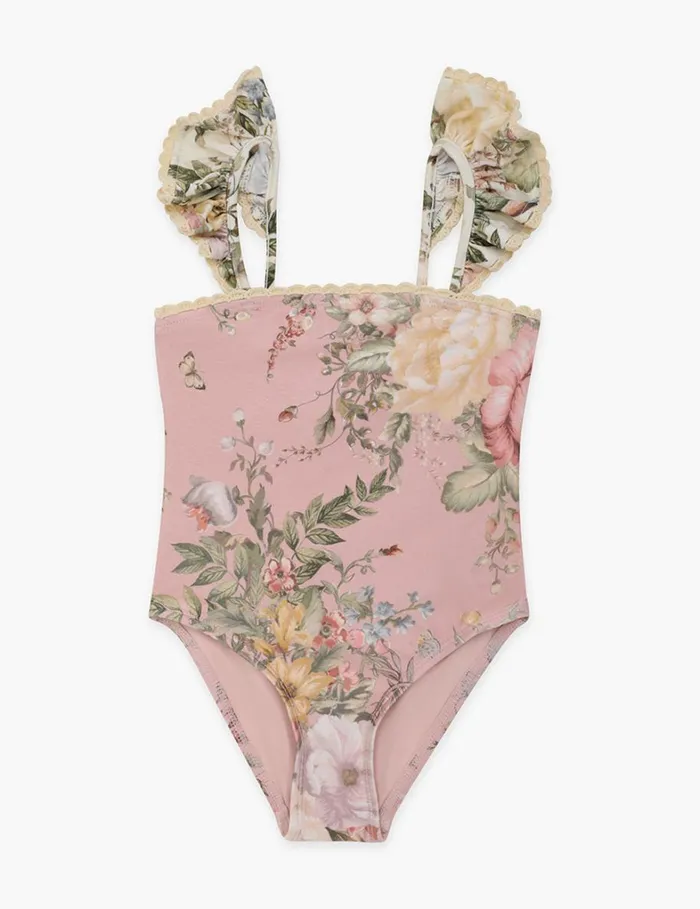 Kids Swimwear Zimmermann Waverly Trim Bandeau 1PC Pink Floral