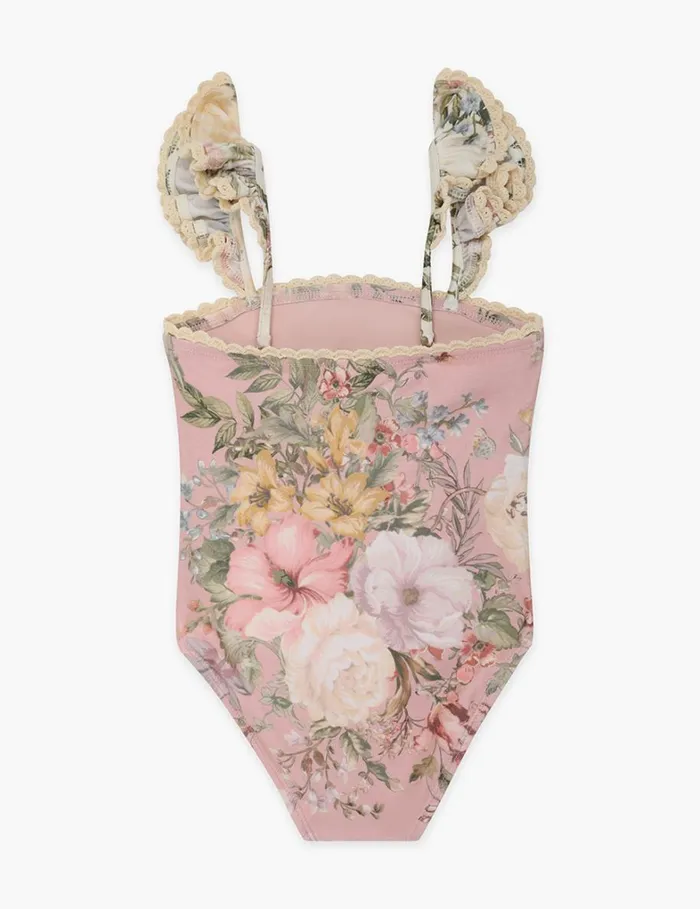 Kids Swimwear Zimmermann Waverly Trim Bandeau 1PC Pink Floral