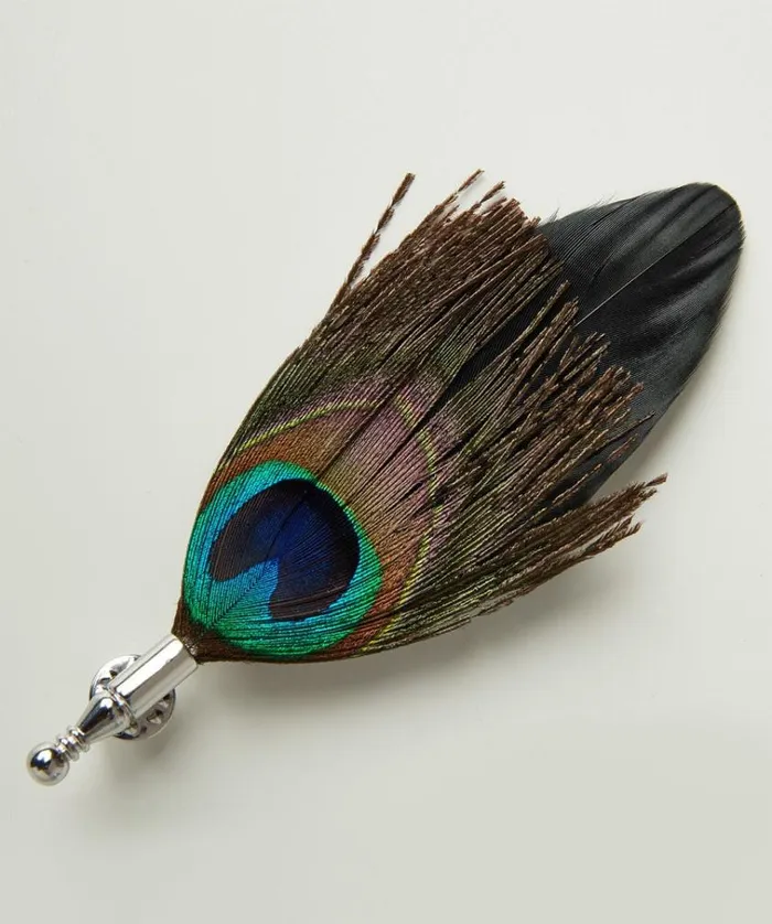Men Joe Browns Accessories and Jewellery Luxury Peacock Feather Pin