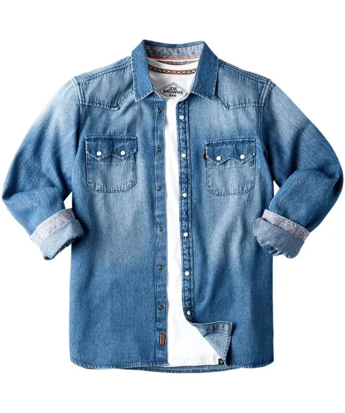 Men Joe Browns Shirts Loved And Lived In Denim Shirt Men Joe Browns Shirts Loved And Lived In Denim Shirt