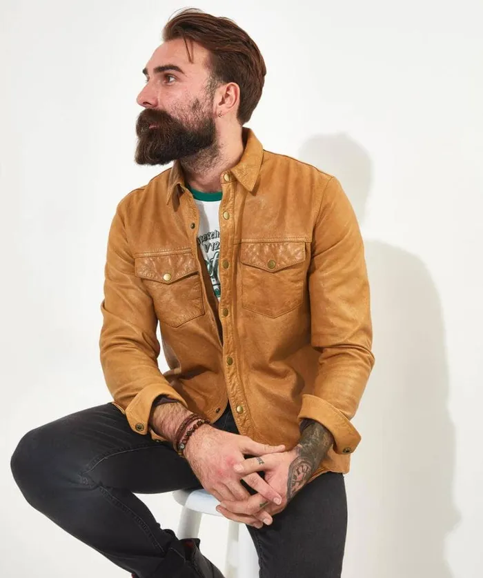 Men Joe Browns Shirts Sunbaked Leather Shirt