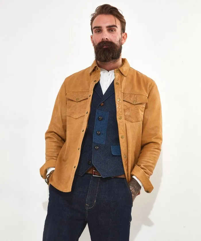 Men Joe Browns Shirts Sunbaked Leather Shirt Men Joe Browns Shirts Sunbaked Leather Shirt