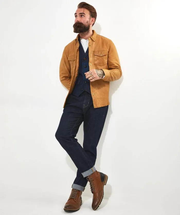 Men Joe Browns Shirts Sunbaked Leather Shirt Men Joe Browns Shirts Sunbaked Leather Shirt
