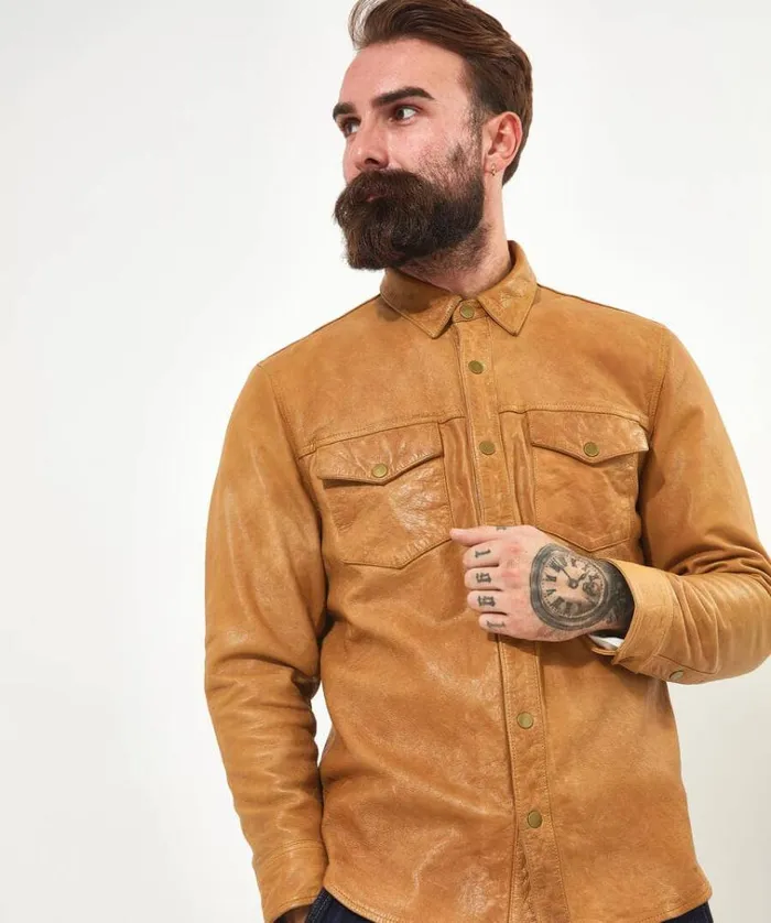Men Joe Browns Shirts Sunbaked Leather Shirt Men Joe Browns Shirts Sunbaked Leather Shirt