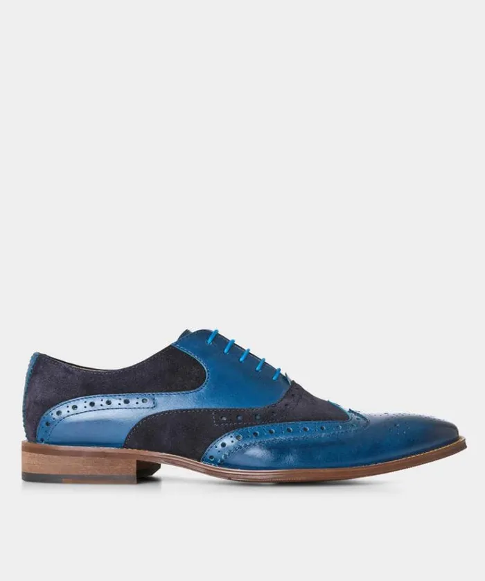Men Joe Browns Shoes Boots and Trainers Statement Blue Leather Brogues Men Joe Browns Shoes Boots and Trainers Statement Blue Leather Brogues