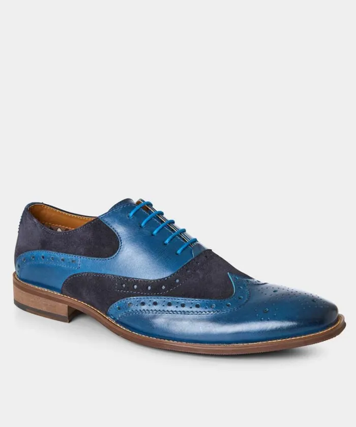 Men Joe Browns Shoes Boots and Trainers Statement Blue Leather Brogues Men Joe Browns Shoes Boots and Trainers Statement Blue Leather Brogues