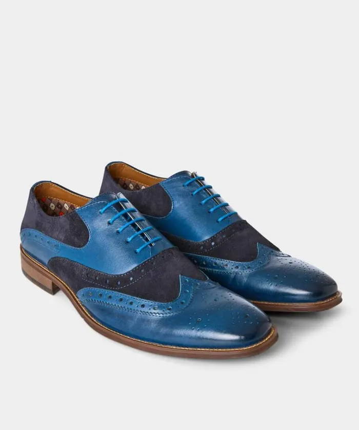 Men Joe Browns Shoes Boots and Trainers Statement Blue Leather Brogues Men Joe Browns Shoes Boots and Trainers Statement Blue Leather Brogues