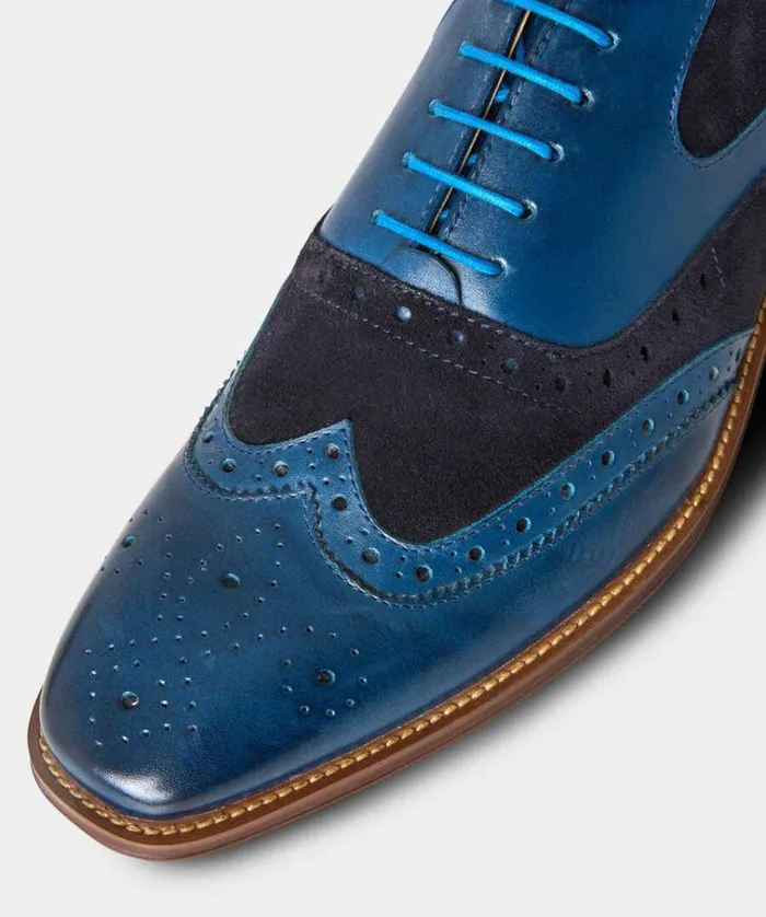Men Joe Browns Shoes Boots and Trainers Statement Blue Leather Brogues Men Joe Browns Shoes Boots and Trainers Statement Blue Leather Brogues