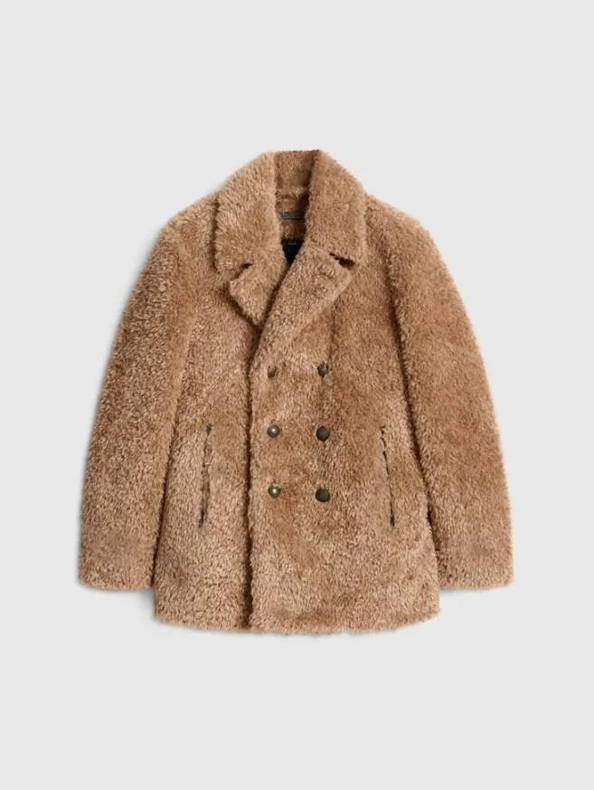 Men John Varvatos Coats And Jackets Harden Peacoat Sand Heather