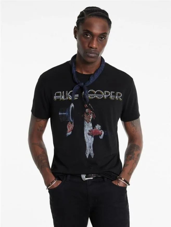 Men John Varvatos Graphic Tees Alice Cooper Top Hat Tee Black