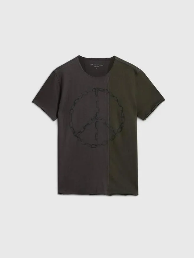 Men John Varvatos Graphic Tees Chain Peace Tee Charcoal