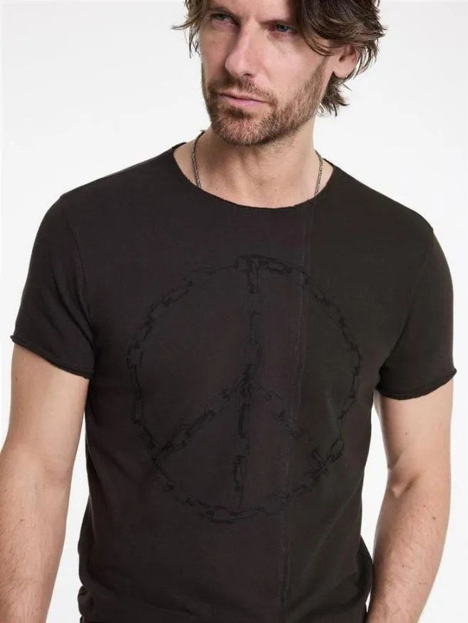 Men John Varvatos Graphic Tees Chain Peace Tee Charcoal