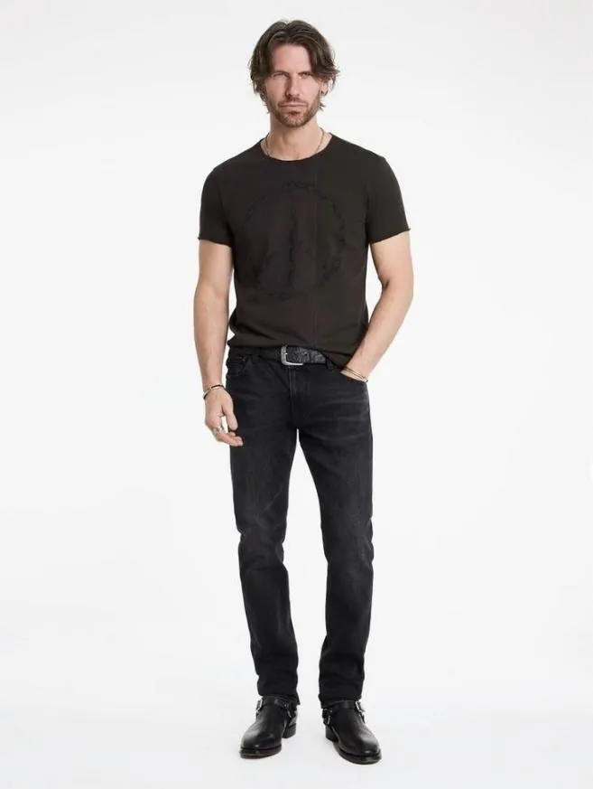 Men John Varvatos Graphic Tees Chain Peace Tee Charcoal