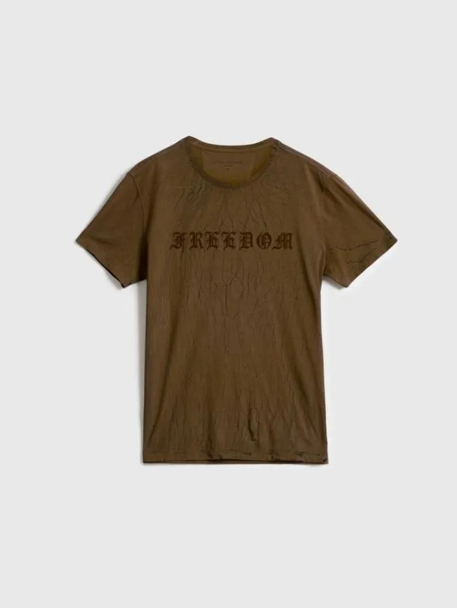 Men John Varvatos Graphic Tees Cracked Freedom Tee Lt Brown
