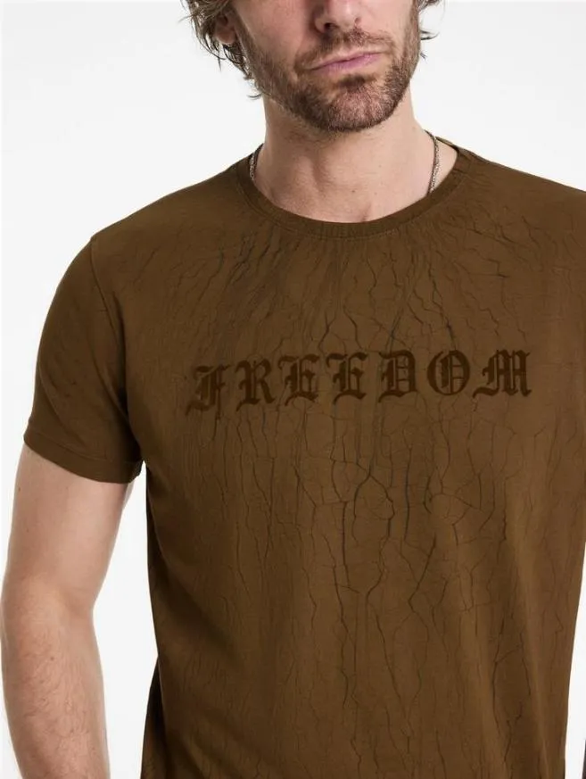 Men John Varvatos Graphic Tees Cracked Freedom Tee Lt Brown