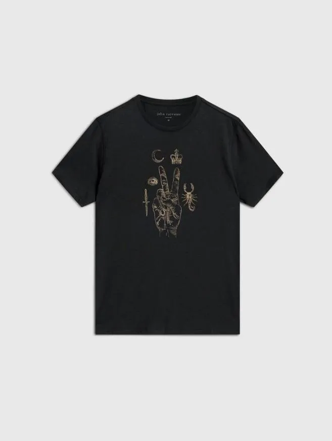 Men John Varvatos Graphic Tees Elements Peace Tee Black