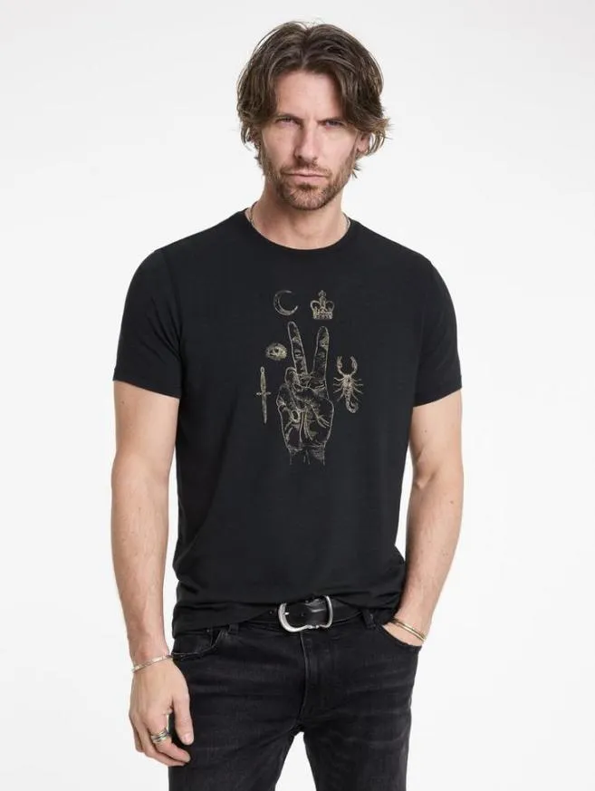 Men John Varvatos Graphic Tees Elements Peace Tee Black