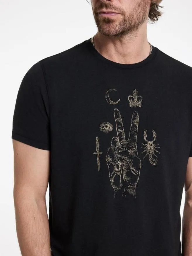 Men John Varvatos Graphic Tees Elements Peace Tee Black