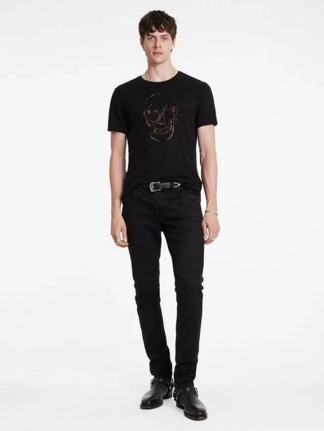 Men John Varvatos Graphic Tees Embellished Skull Tee Black