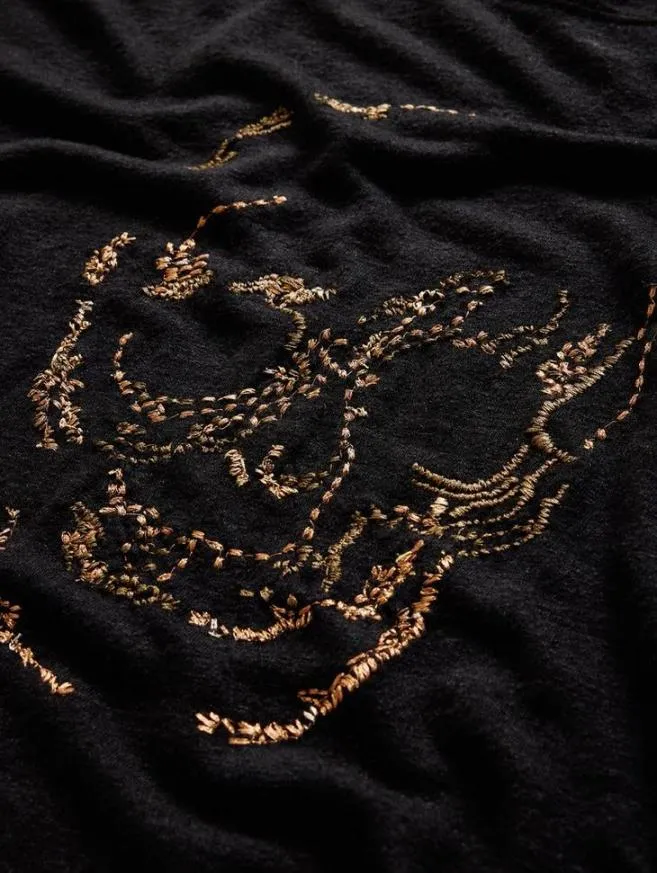 Men John Varvatos Graphic Tees Embellished Skull Tee Black
