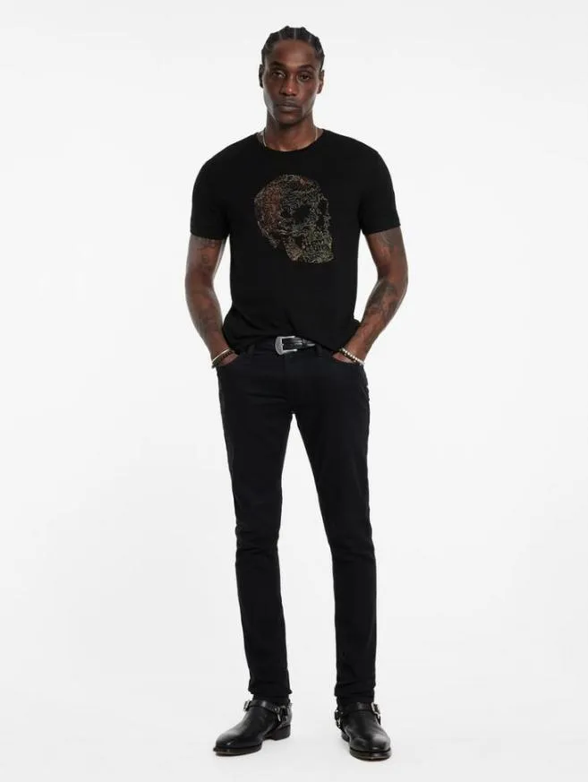 Men John Varvatos Graphic Tees Embriodered Skull Tee Black