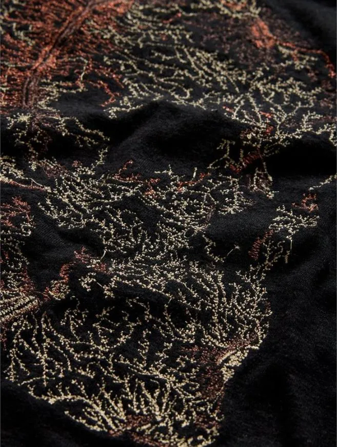 Men John Varvatos Graphic Tees Embriodered Skull Tee Black