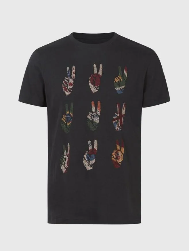 Men John Varvatos Graphic Tees Multi Peace Hand Tee Black