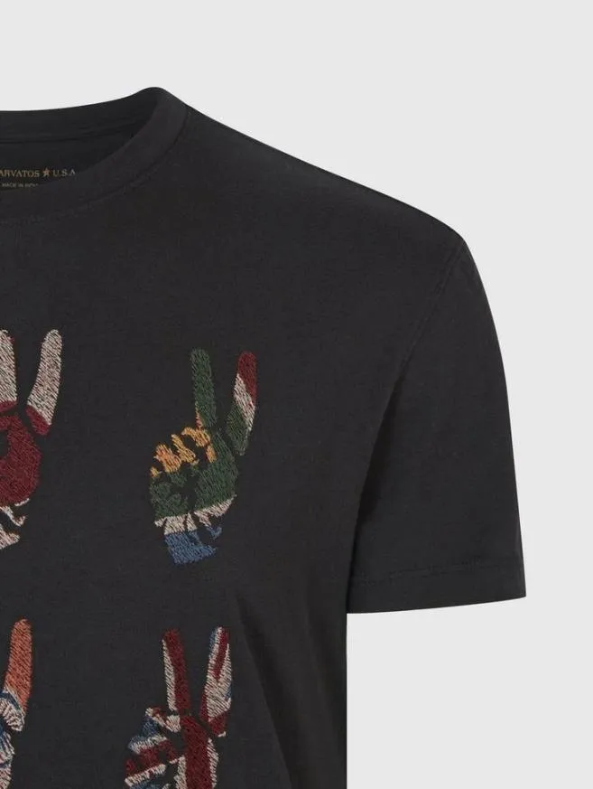 Men John Varvatos Graphic Tees Multi Peace Hand Tee Black