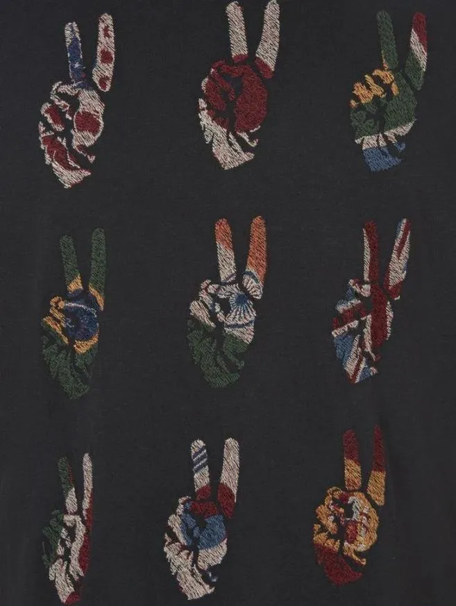 Men John Varvatos Graphic Tees Multi Peace Hand Tee Black