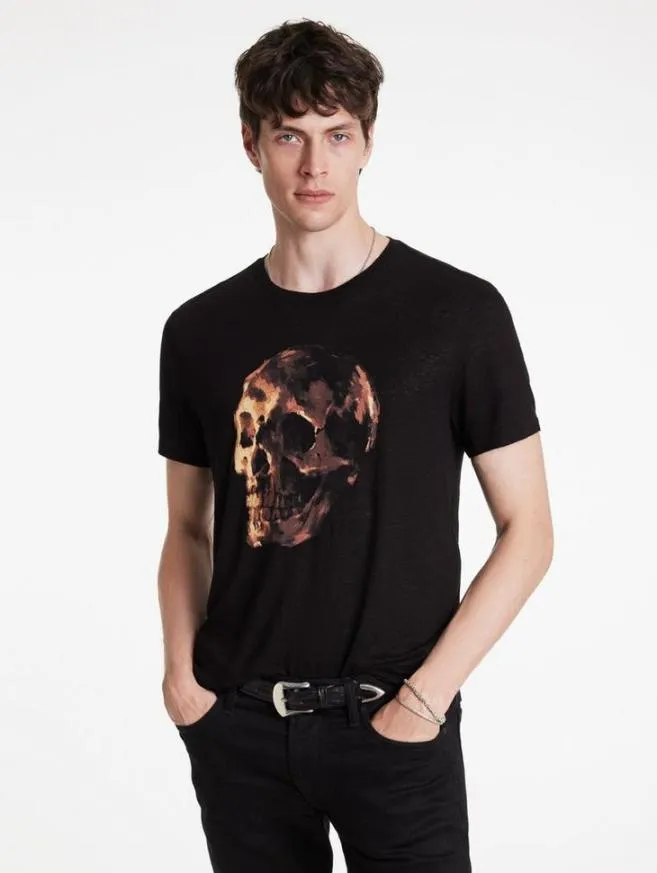 Men John Varvatos Graphic Tees Oil Skull Tee Black