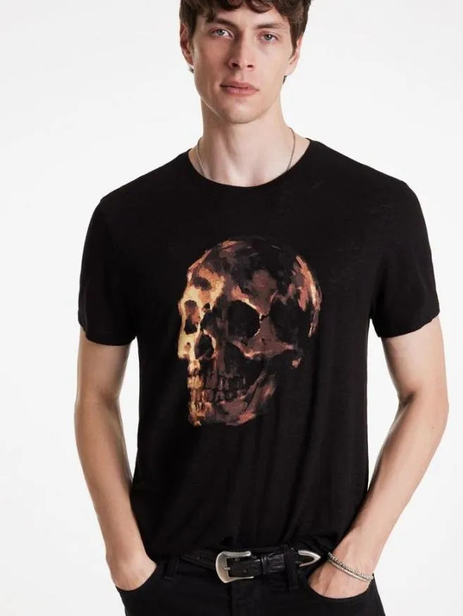 Men John Varvatos Graphic Tees Oil Skull Tee Black