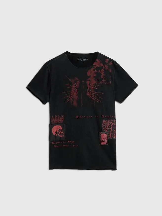 Men John Varvatos Graphic Tees Patch Tee Black