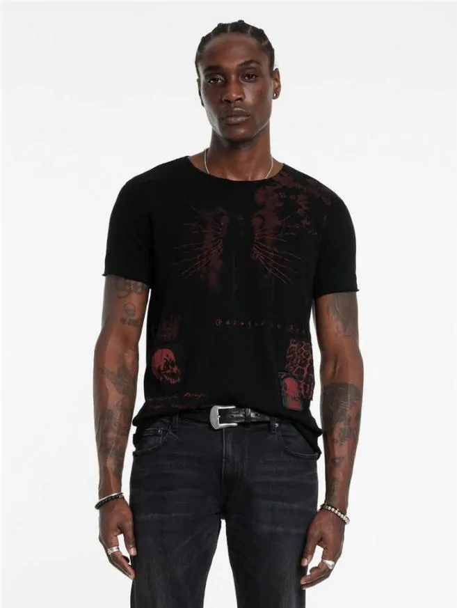 Men John Varvatos Graphic Tees Patch Tee Black