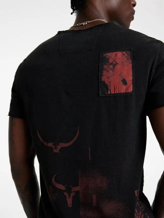 Men John Varvatos Graphic Tees Patch Tee Black