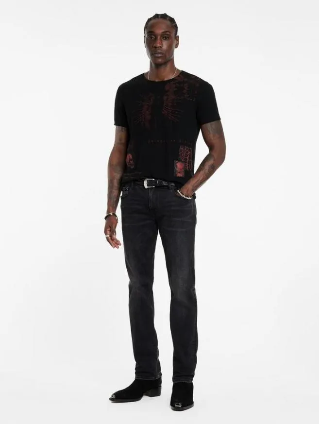 Men John Varvatos Graphic Tees Patch Tee Black