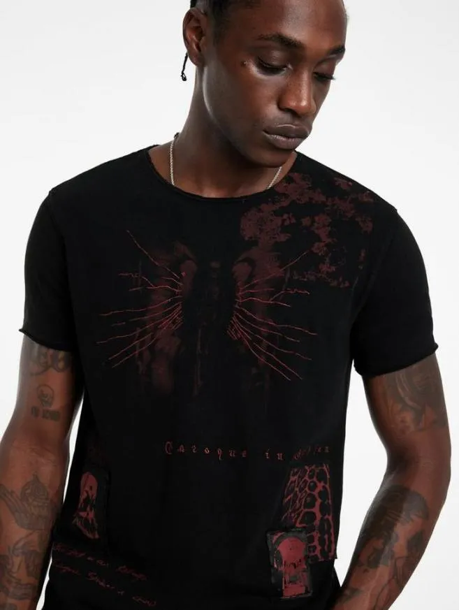 Men John Varvatos Graphic Tees Patch Tee Black