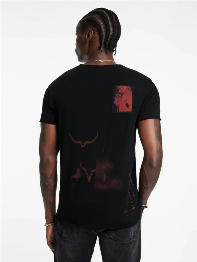 Men John Varvatos Graphic Tees Patch Tee Black