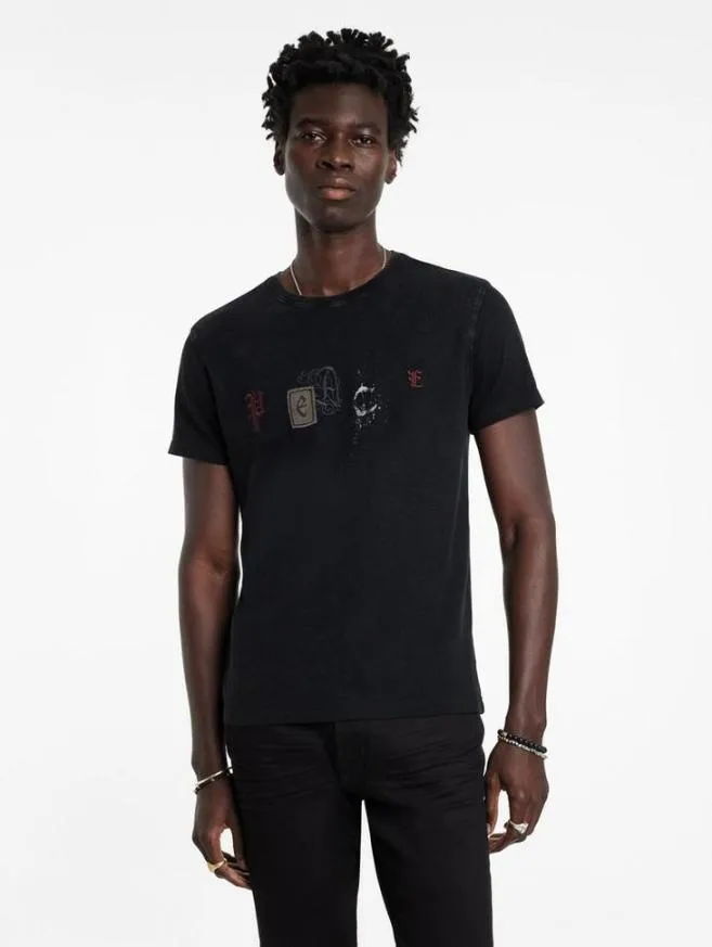 Men John Varvatos Graphic Tees Peace Embellished Tee Black